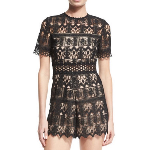 Alexis ALEXANDRIA SHORT-SLEEVE LACE ROMPER, BLACK NWT SIZE MEDIUM - Picture 1 of 10